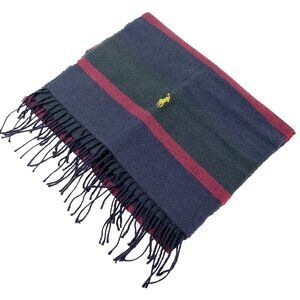 NEW Polo Ralph Lauren Soft Wool Scarf! Blue Green Red  Yellow Player  Italy Made
